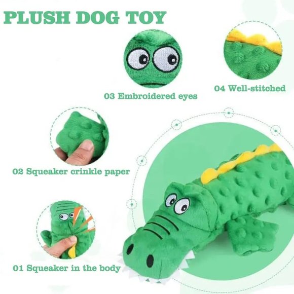 Crocodile Shape Soft Stuffed Plush Dog Chewing Toy - Picture 3 of 13